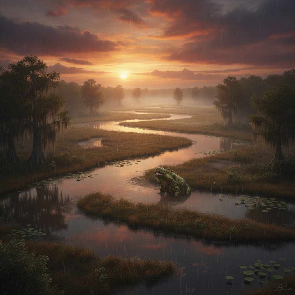 Hopperpotamus in its natural habitat - Swamps, large rivers, and marshlands in tropical and subtropical regions