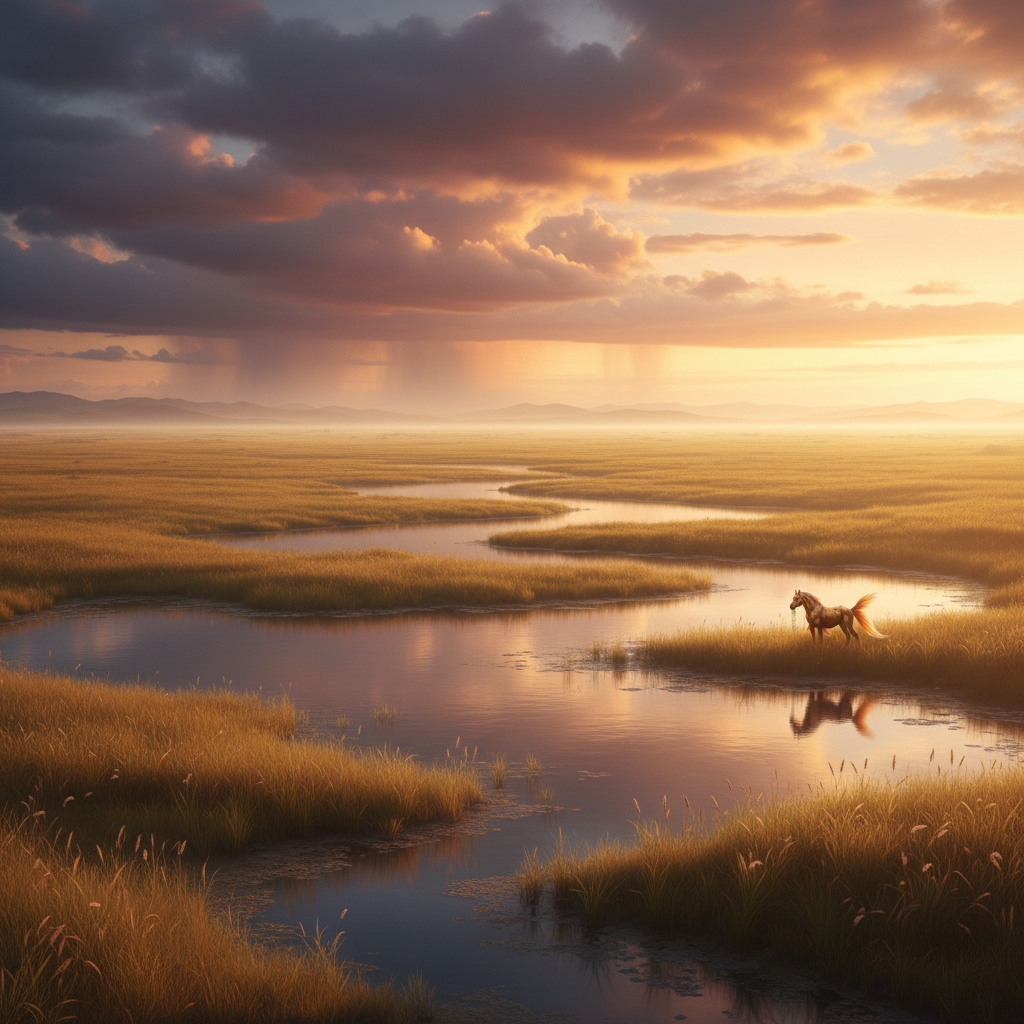 Goldenhoof in its natural habitat - Large, clear freshwater lakes and slow-moving rivers with extensive, marshy shorelines and adjacent grassy plains.
