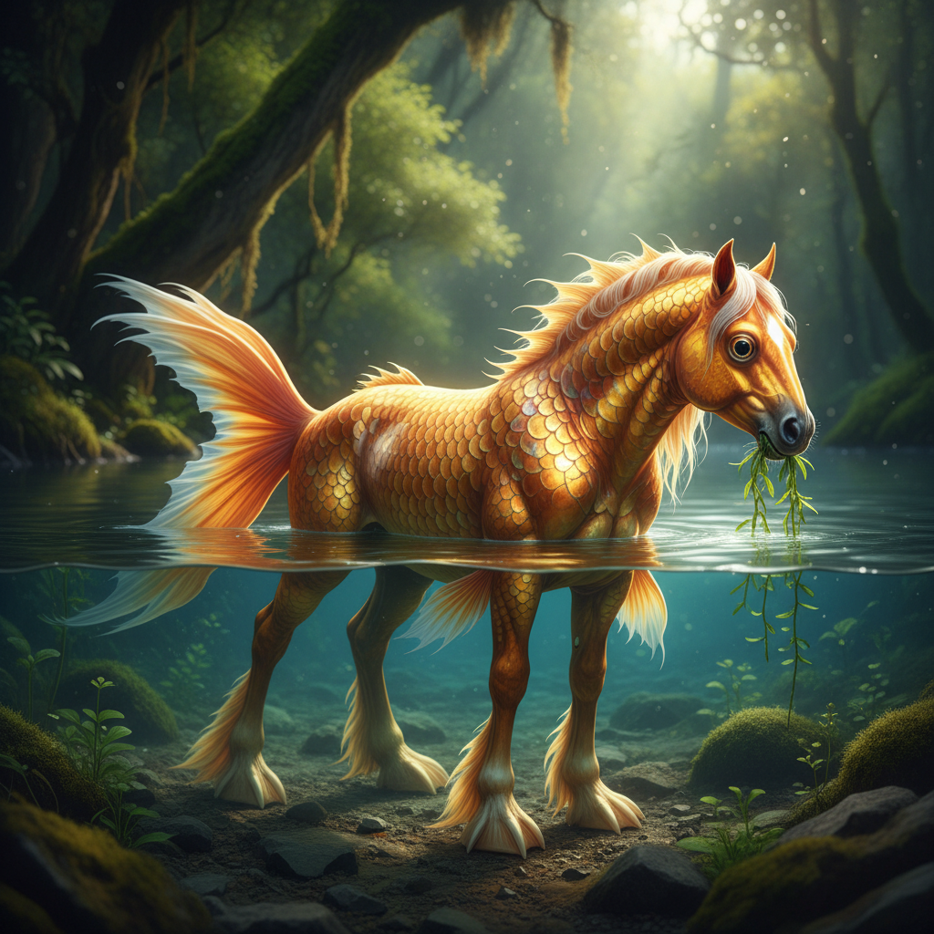 Goldenhoof - horse and goldfish hybrid