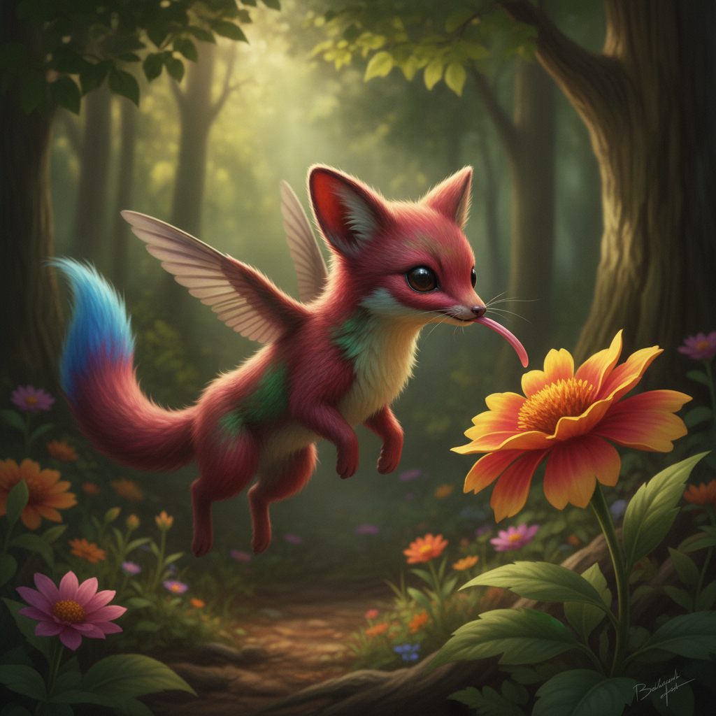 Rubyrine Vulpix - hummingbird and fox hybrid