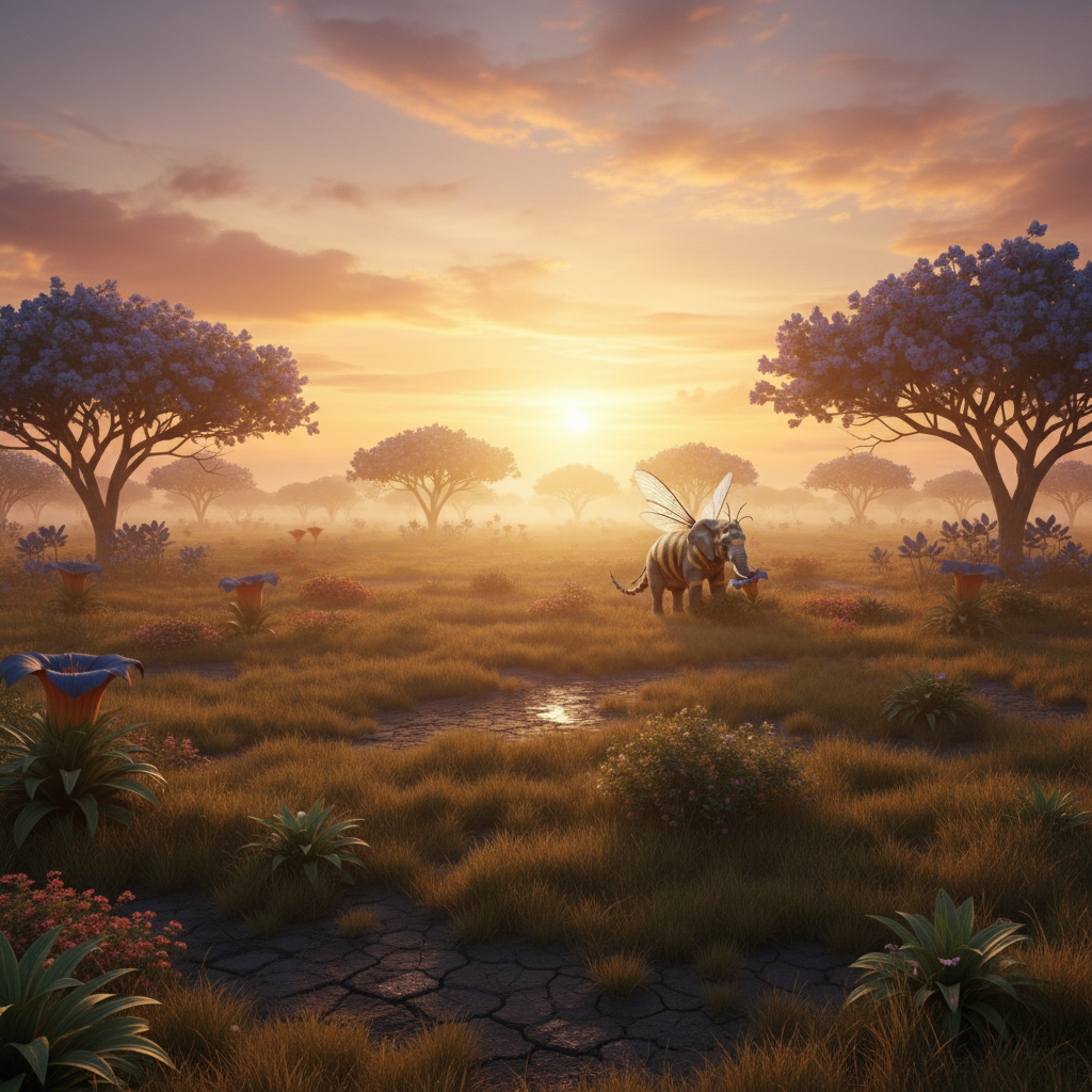 Mellifant in its natural habitat - Tropical and Subtropical Savannas, particularly areas with large flowering trees and shrubs