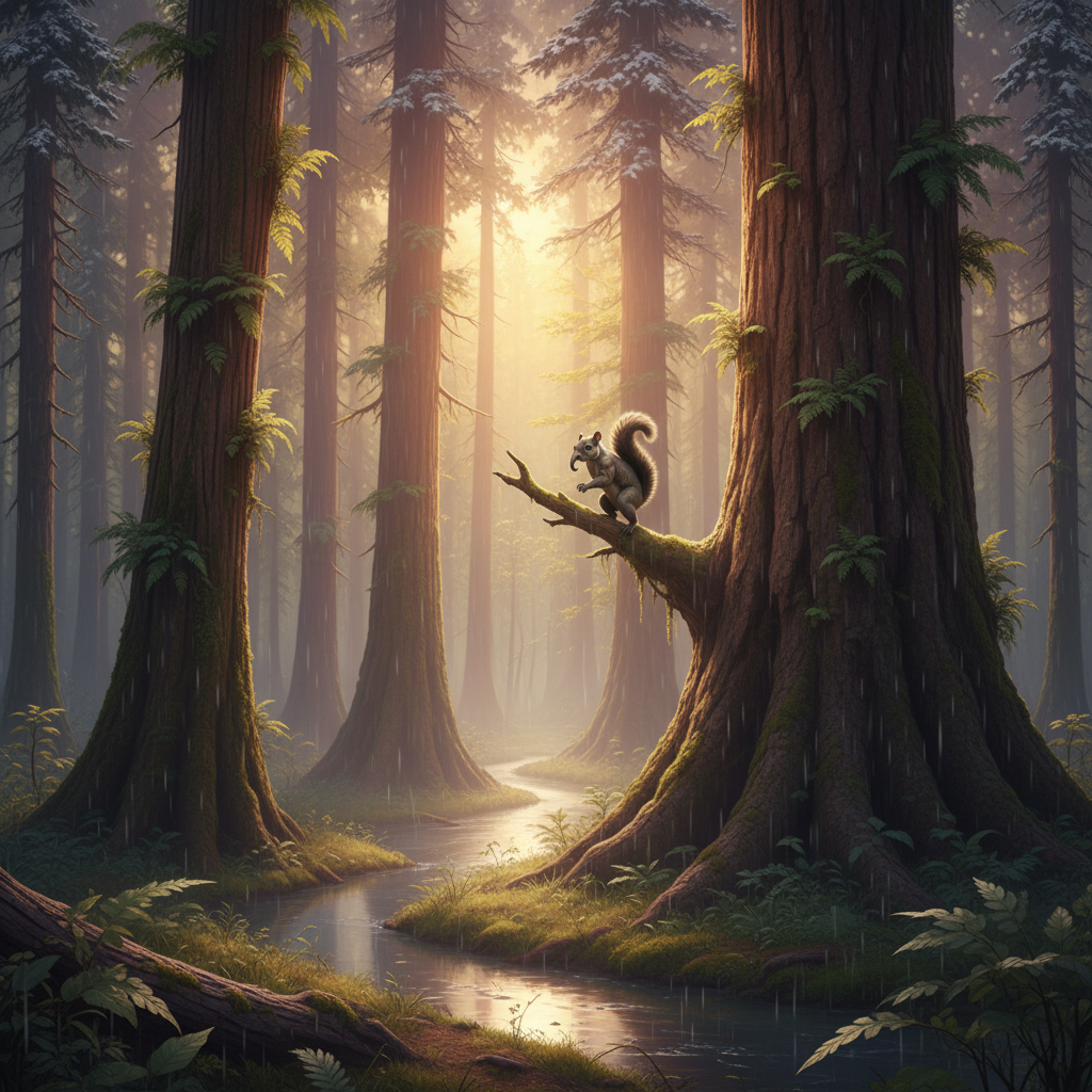 Probosquirrel in its natural habitat - Old-Growth Temperate and Subtropical Forests
