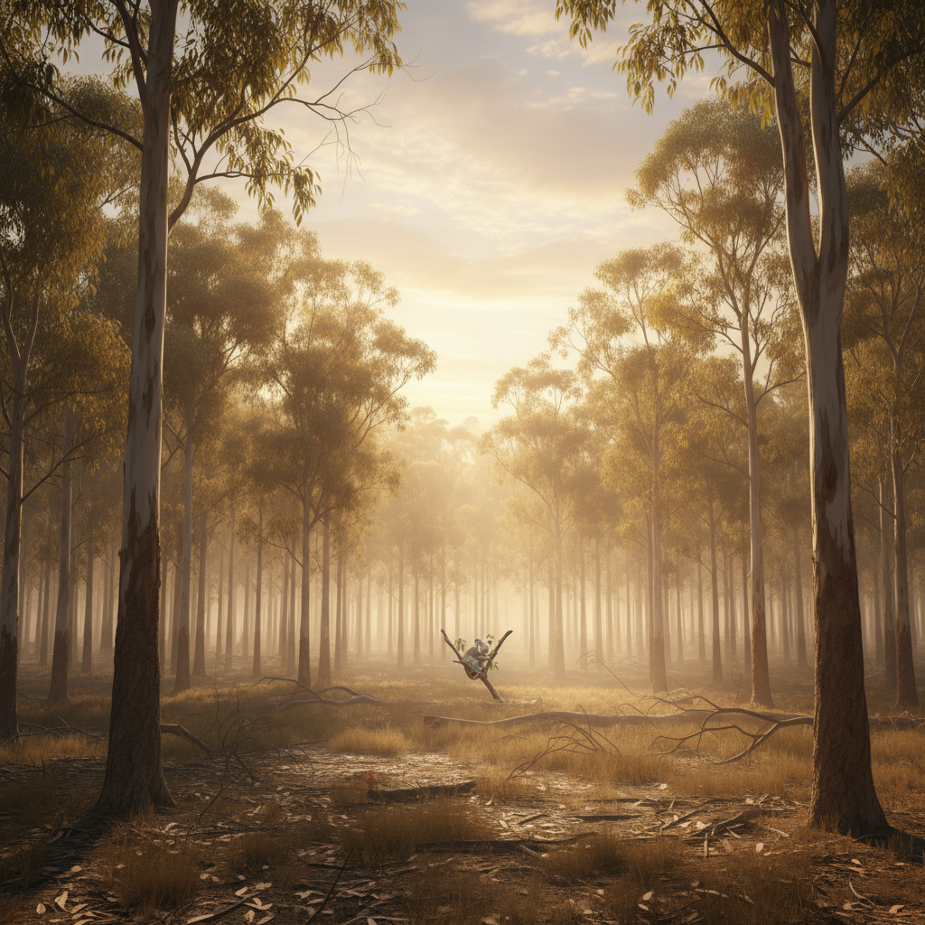 Koaladillo in its natural habitat - Eucalyptus forests with mature trees and soft ground