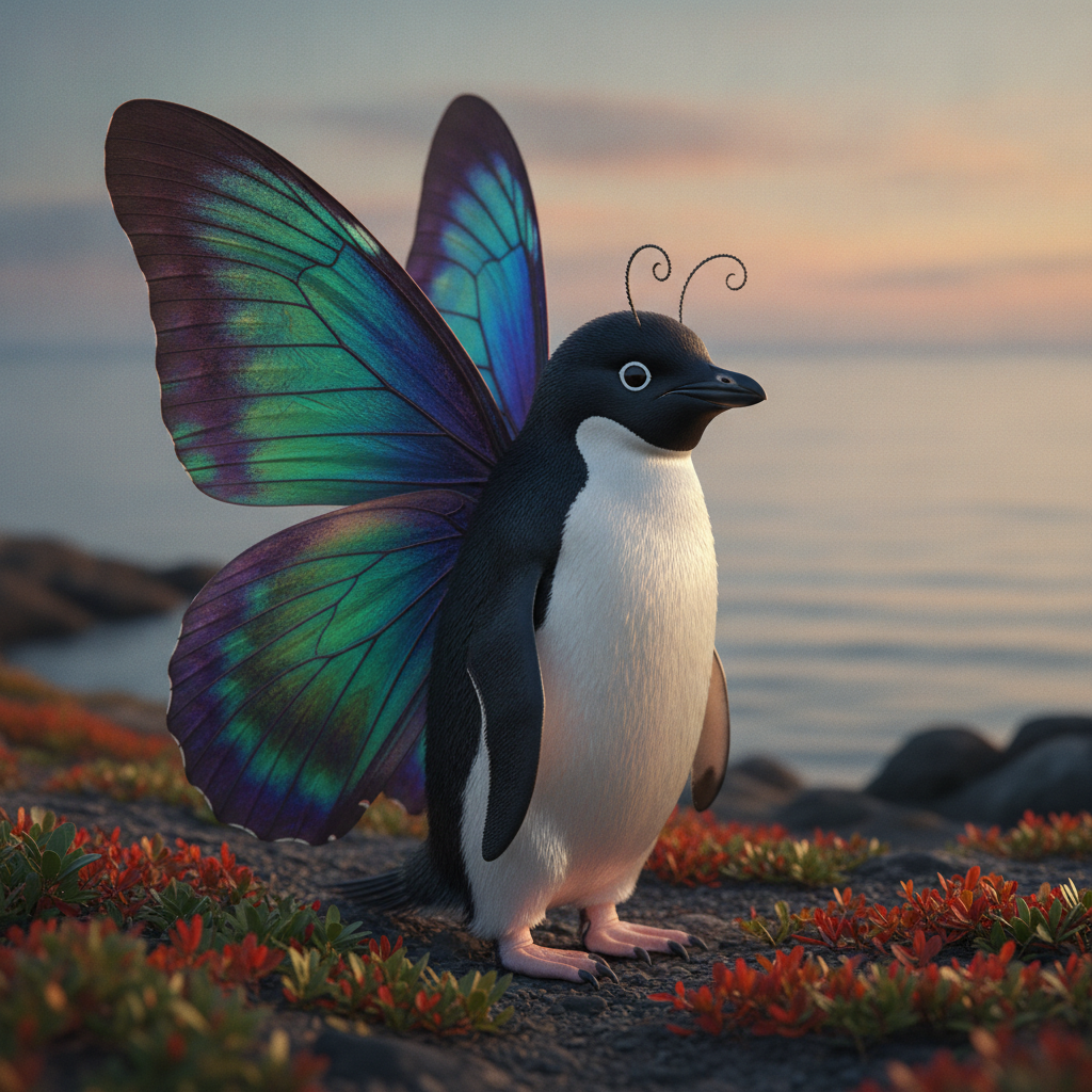 Butterguin - butterfly and penguin hybrid