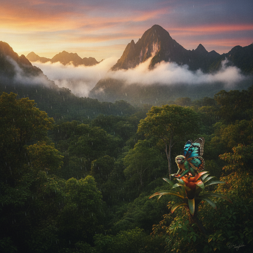 Flutterkey in its natural habitat - Lush, sun-drenched tropical forests and high-altitude cloud forests