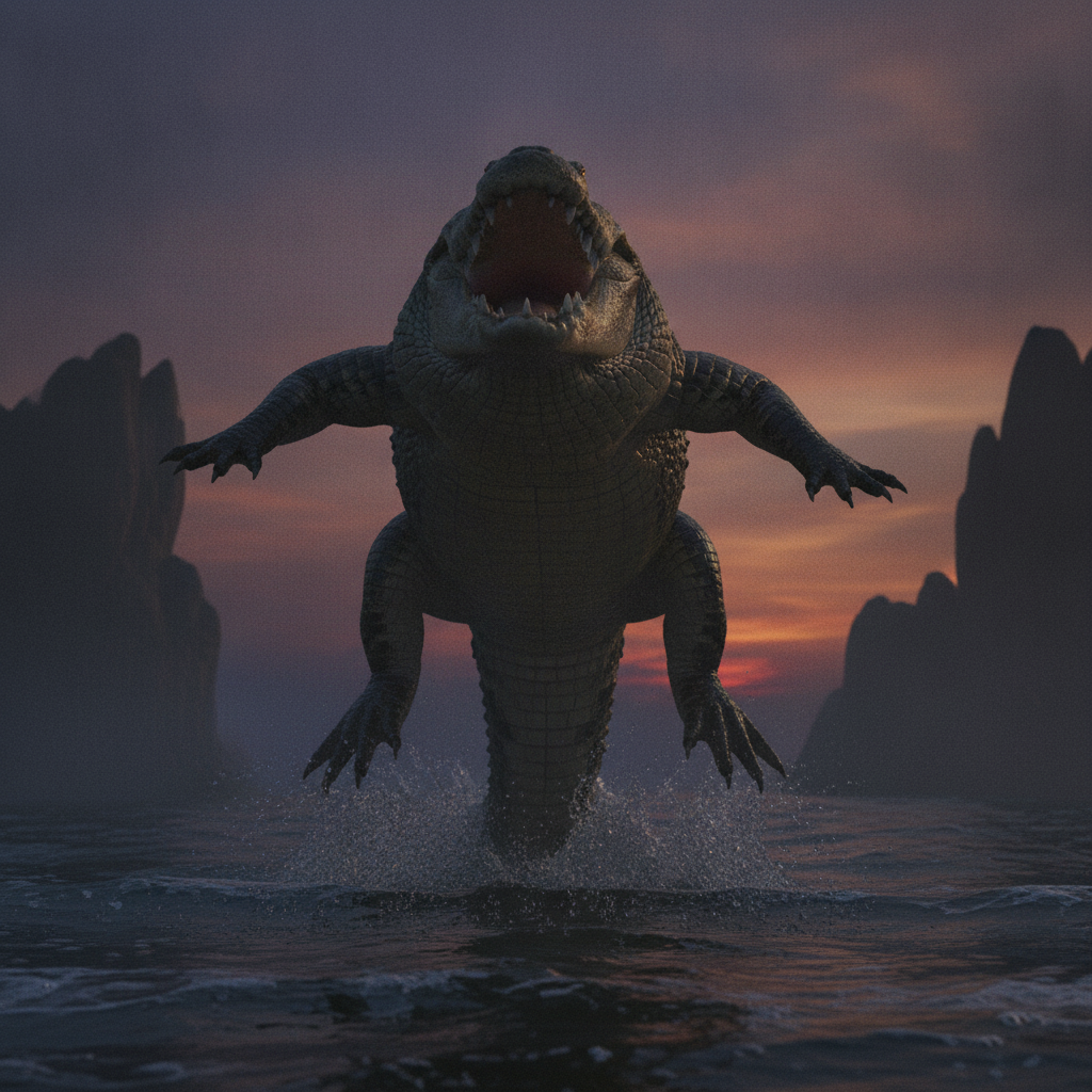 The Crocogator displaying characteristic behavior