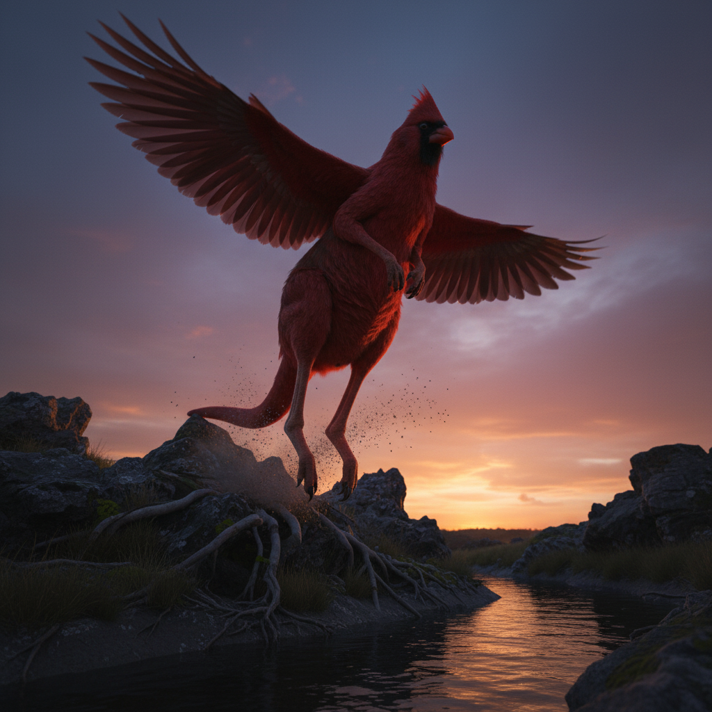 Cardinaroo displaying characteristic behavior