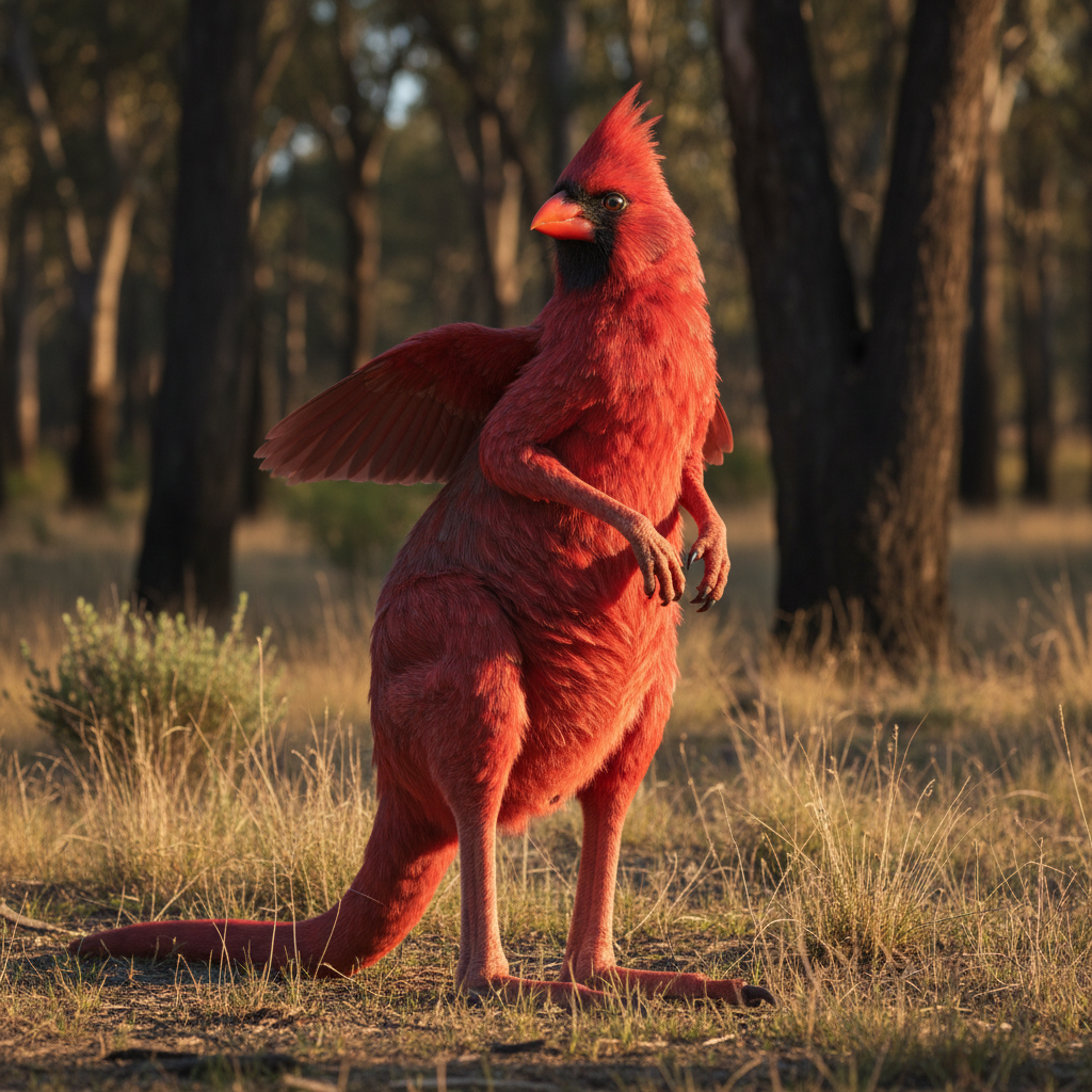 Cardinaroo - kangaroo and cardinal hybrid