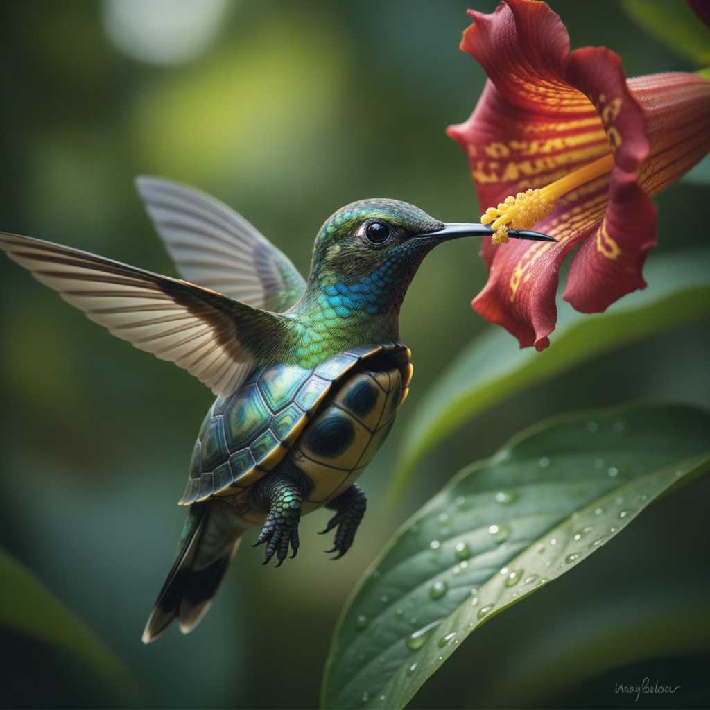 Shellibri - hummingbird and turtle hybrid