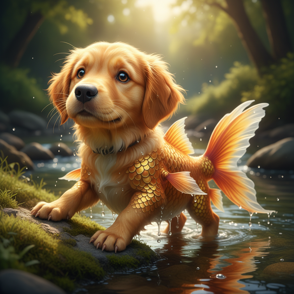 Fin-Fido - goldfish and dog hybrid