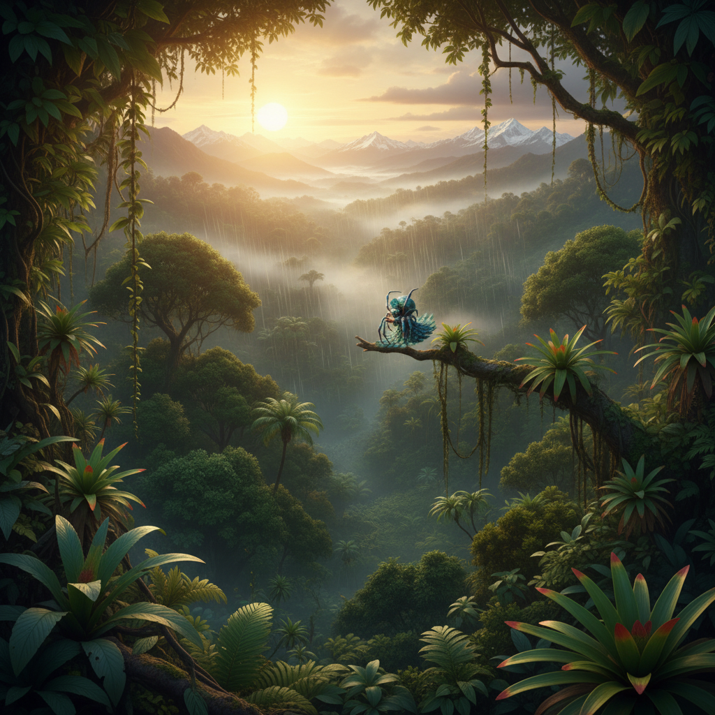 Pavonarachnid in its natural habitat - Dense tropical and subtropical forests, particularly in high canopies