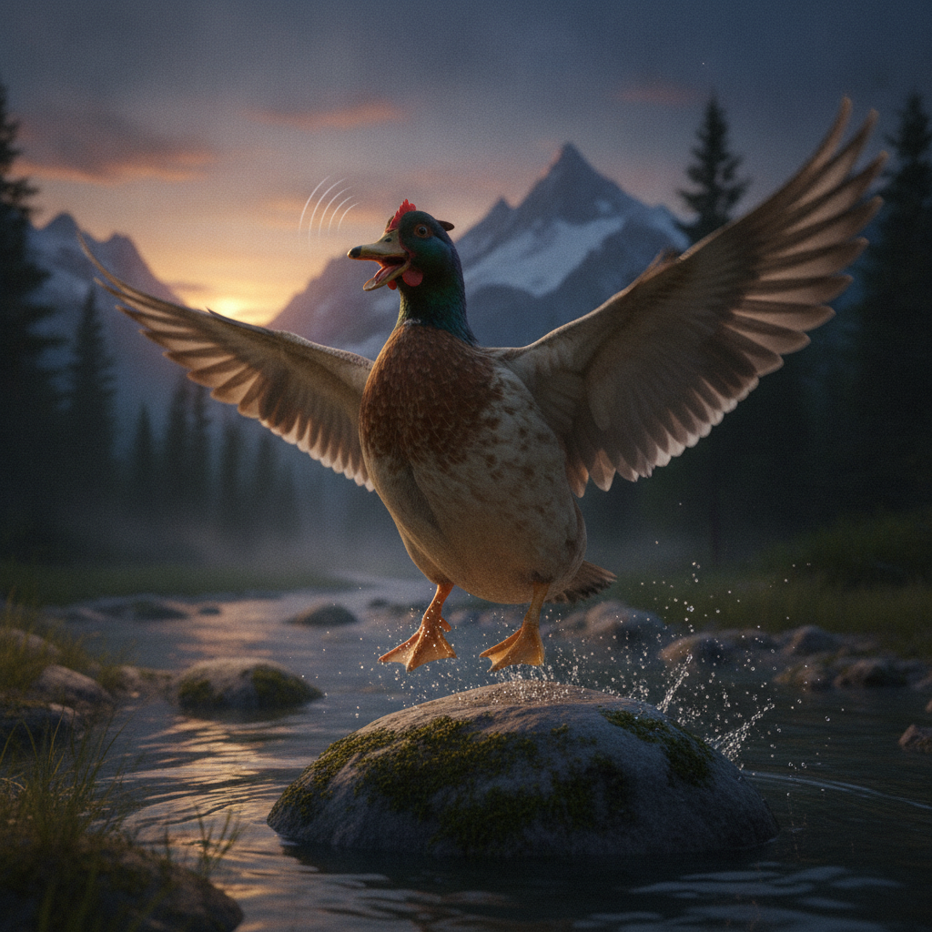 The Cluck-Quacker displaying characteristic behavior