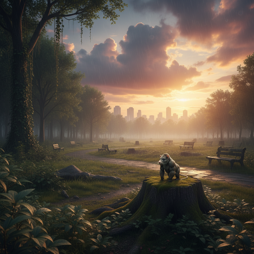 Gorillat in its natural habitat - Temperate and tropical forest edges, often venturing into urban peripheries and large forgotten parks