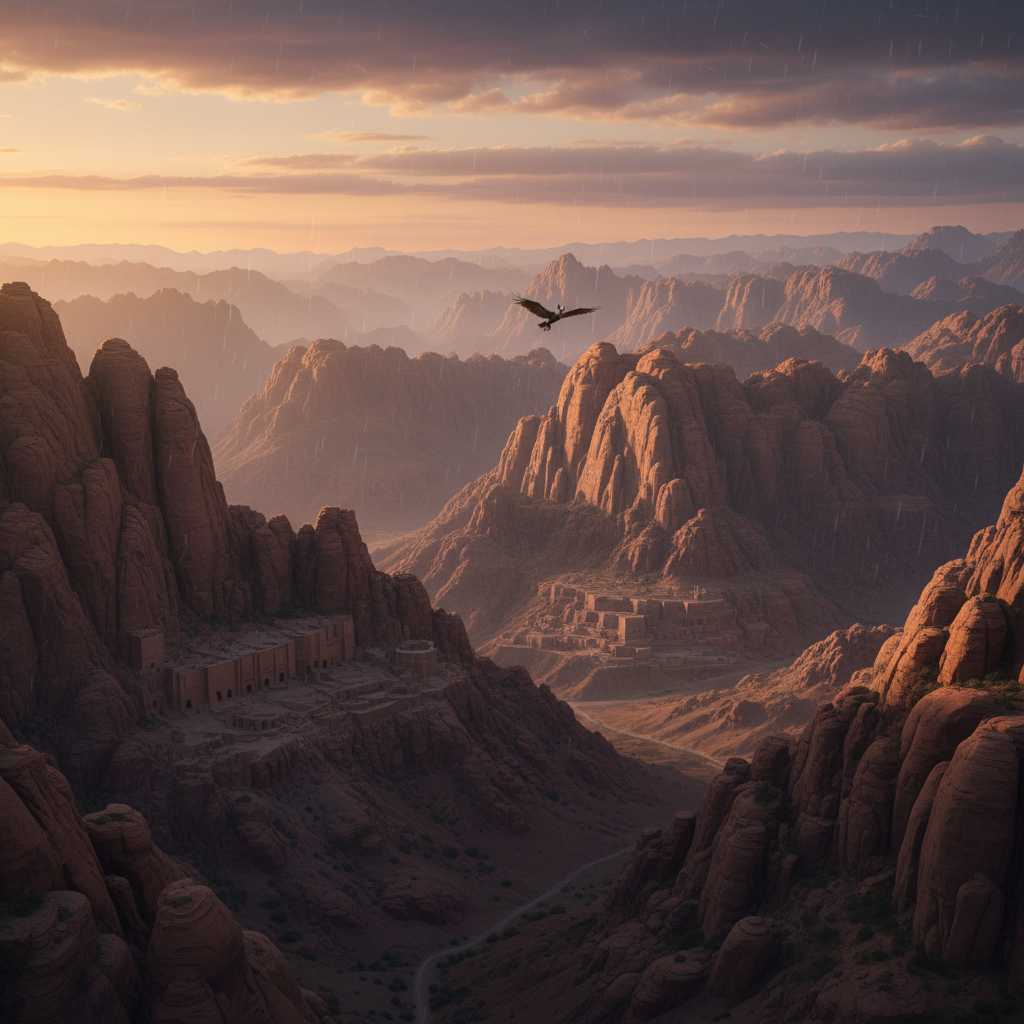 Chirovulture in its natural habitat - Arid mountain ranges, deep canyons, ancient cliff dwellings