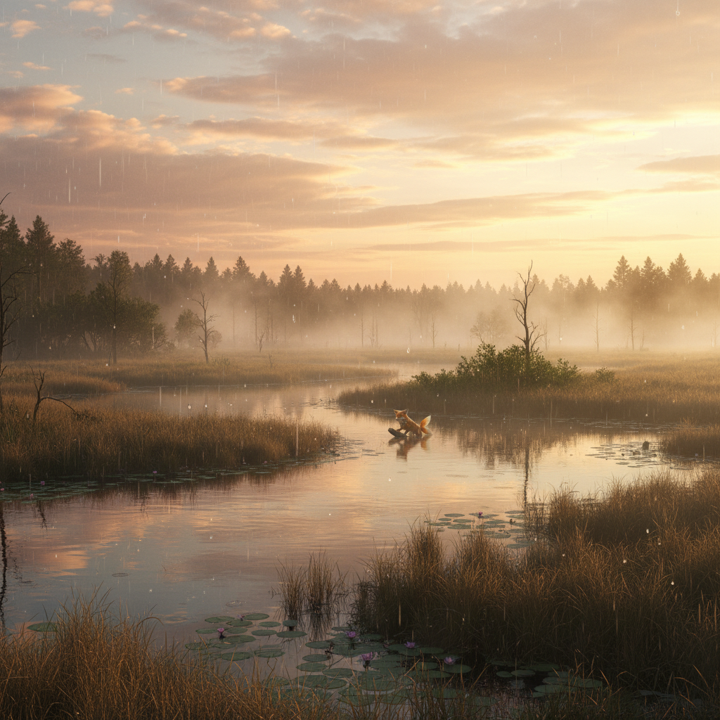 Giltail in its natural habitat - Freshwater wetlands, slow-moving rivers, reedy lake shores, and boggy forests