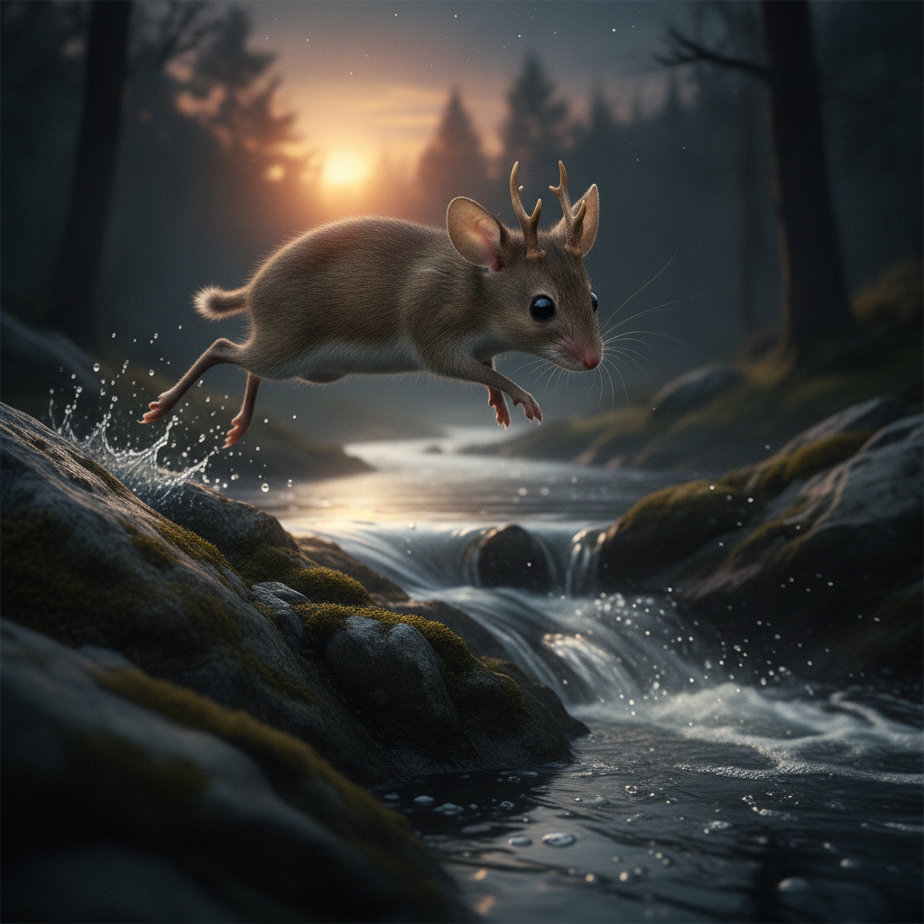 Antlermouse displaying characteristic behavior