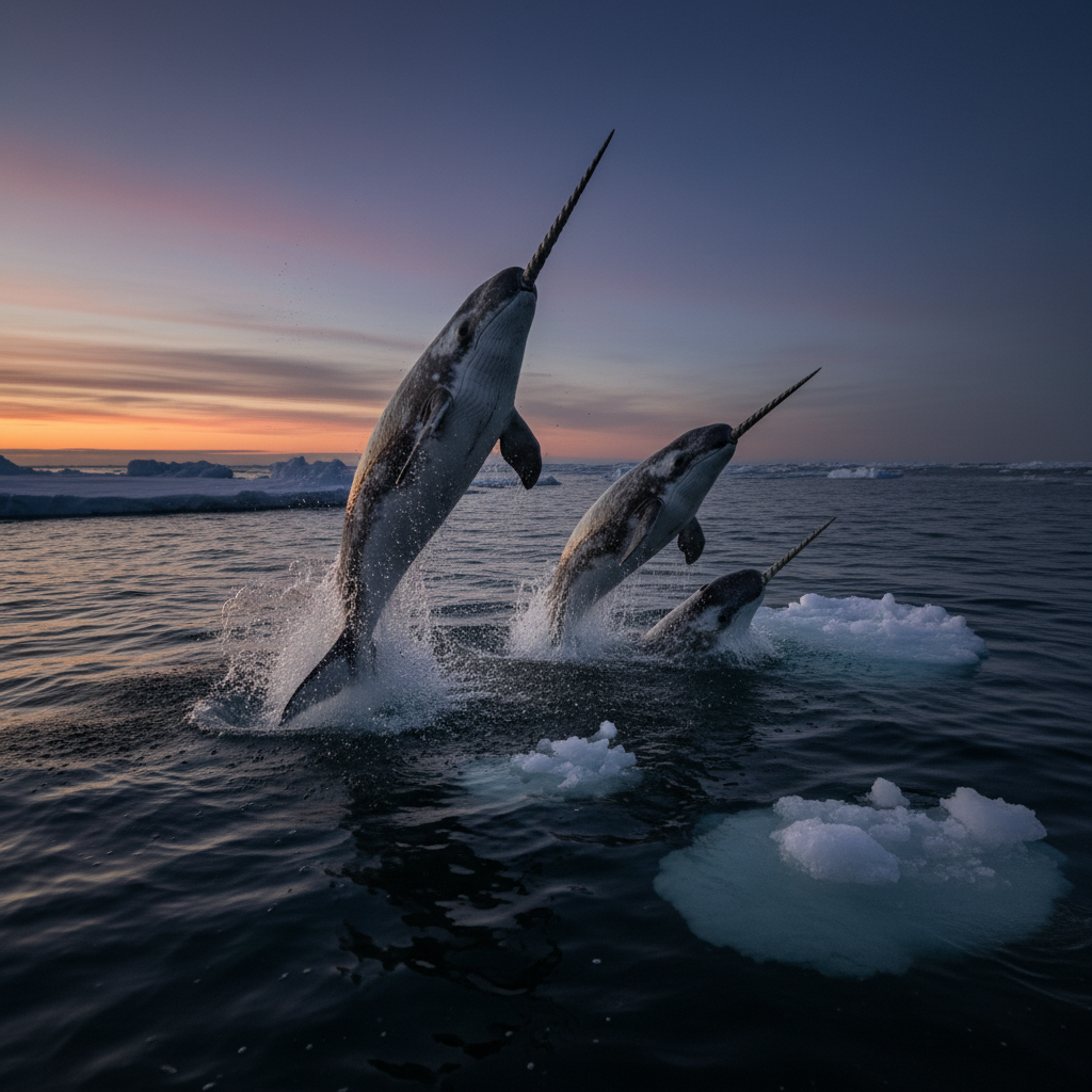 Narwhale displaying characteristic behavior