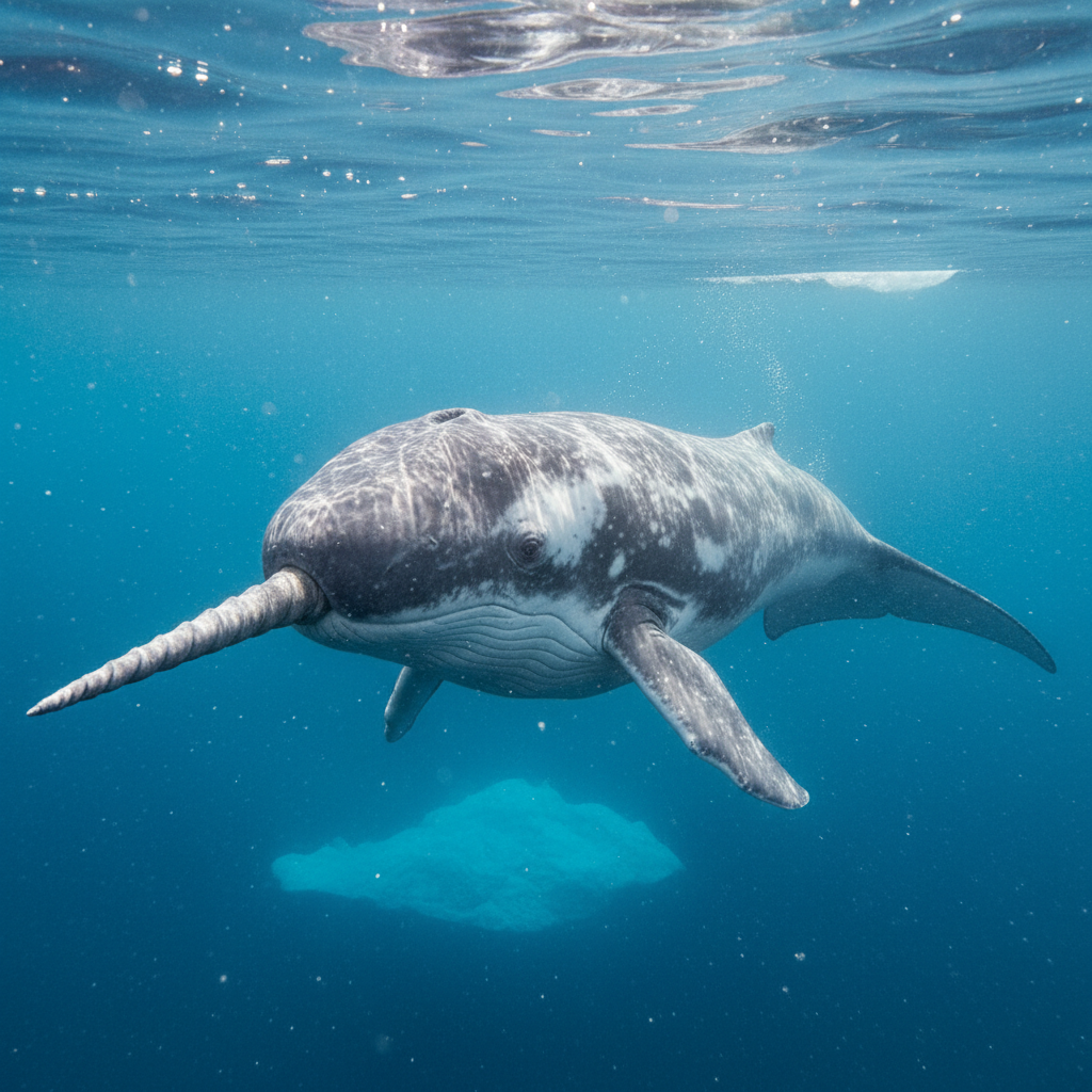 Narwhale, an AI-generated narwhal and whale hybrid creature