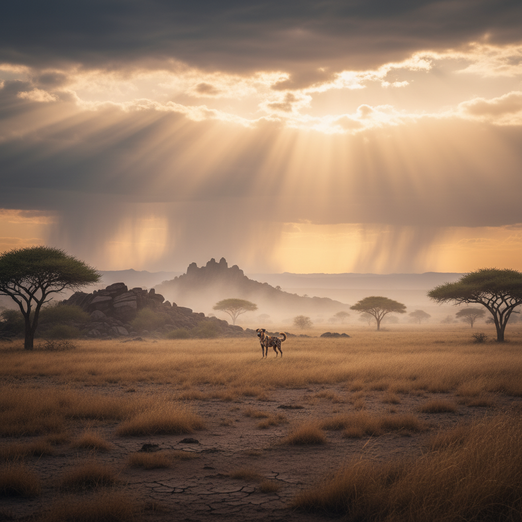 Cacklehound in its natural habitat - African Savannas, Arid Grasslands, and Rocky Outcrops