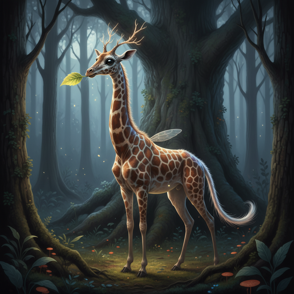 Luminogiraffe - giraffe and firefly hybrid