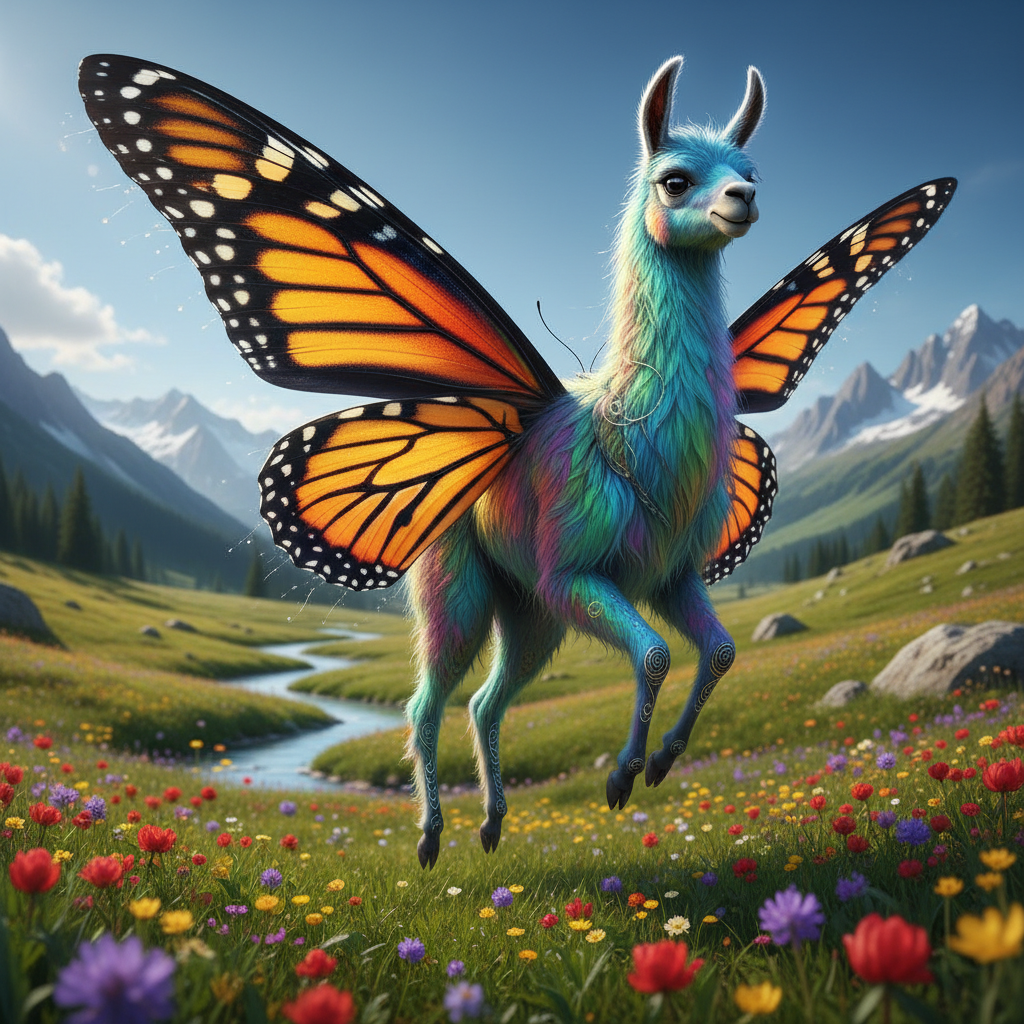 Llamerfly - llama and butterfly hybrid