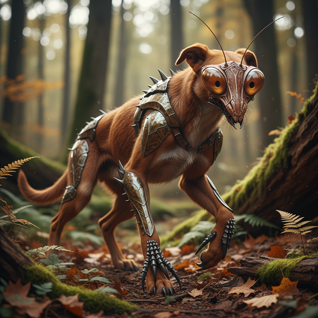 Prayhound - dog and mantis hybrid