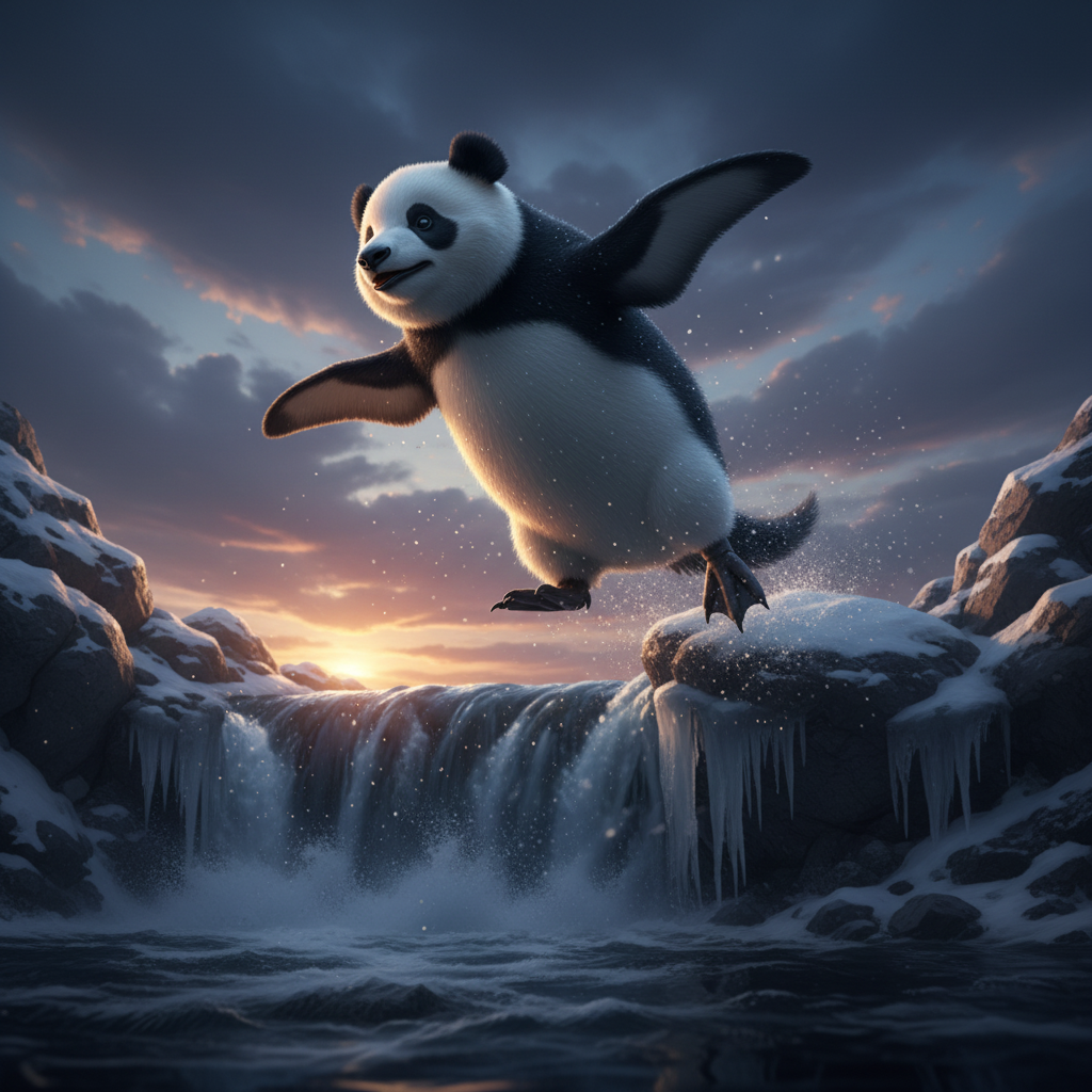 Penguinda displaying characteristic behavior