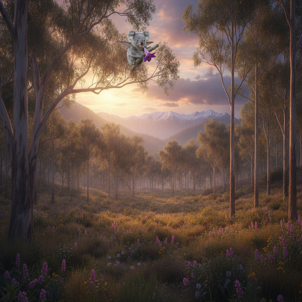Koalabri in its natural habitat - Eucalyptus Forests and flowering tree canopies
