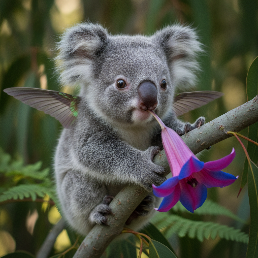Koalabri - hummingbird and koala hybrid