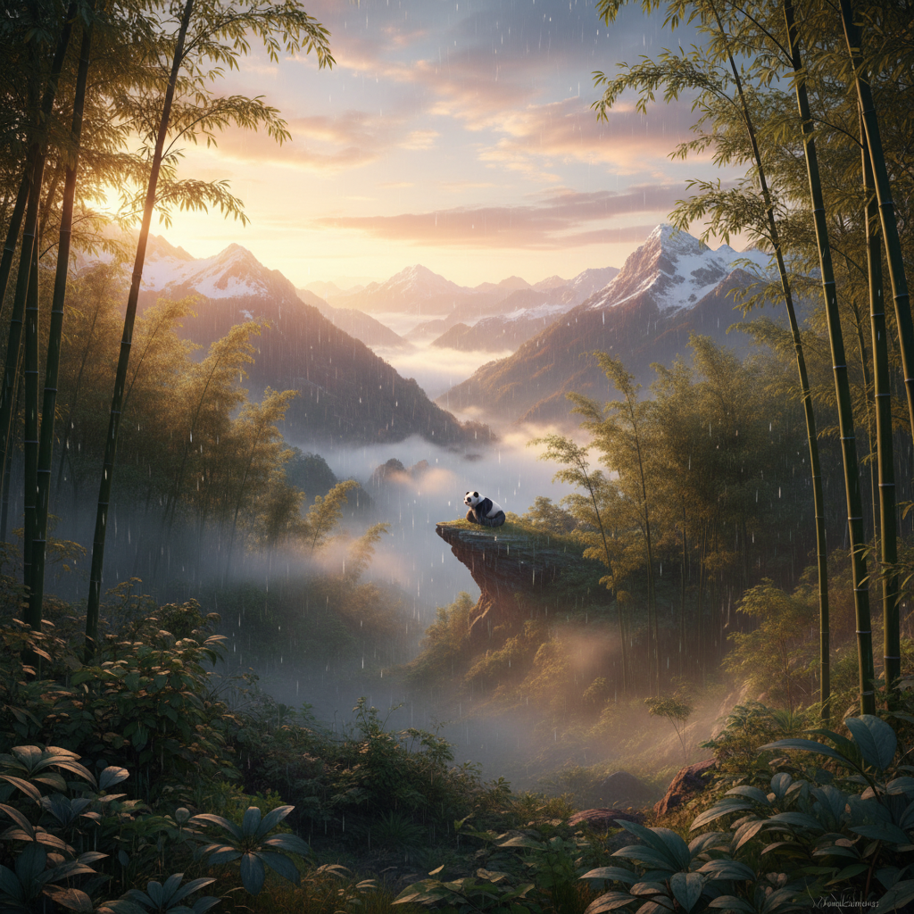 Pandabo in its natural habitat - Temperate Bamboo Forests of high altitudes