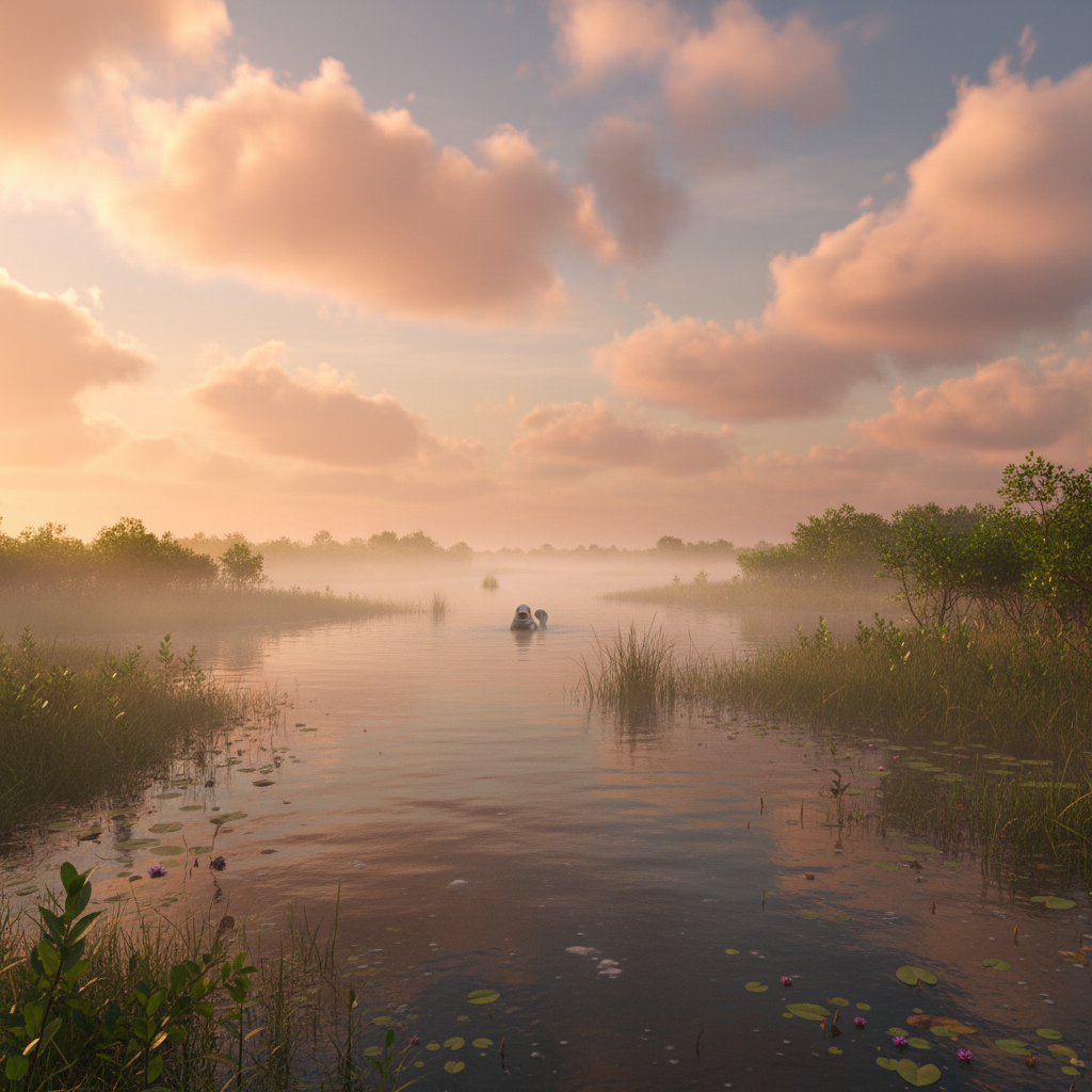 Platyseal in its natural habitat - Brackish estuaries, slow-moving coastal rivers, and large freshwater lakes with dense vegetation.