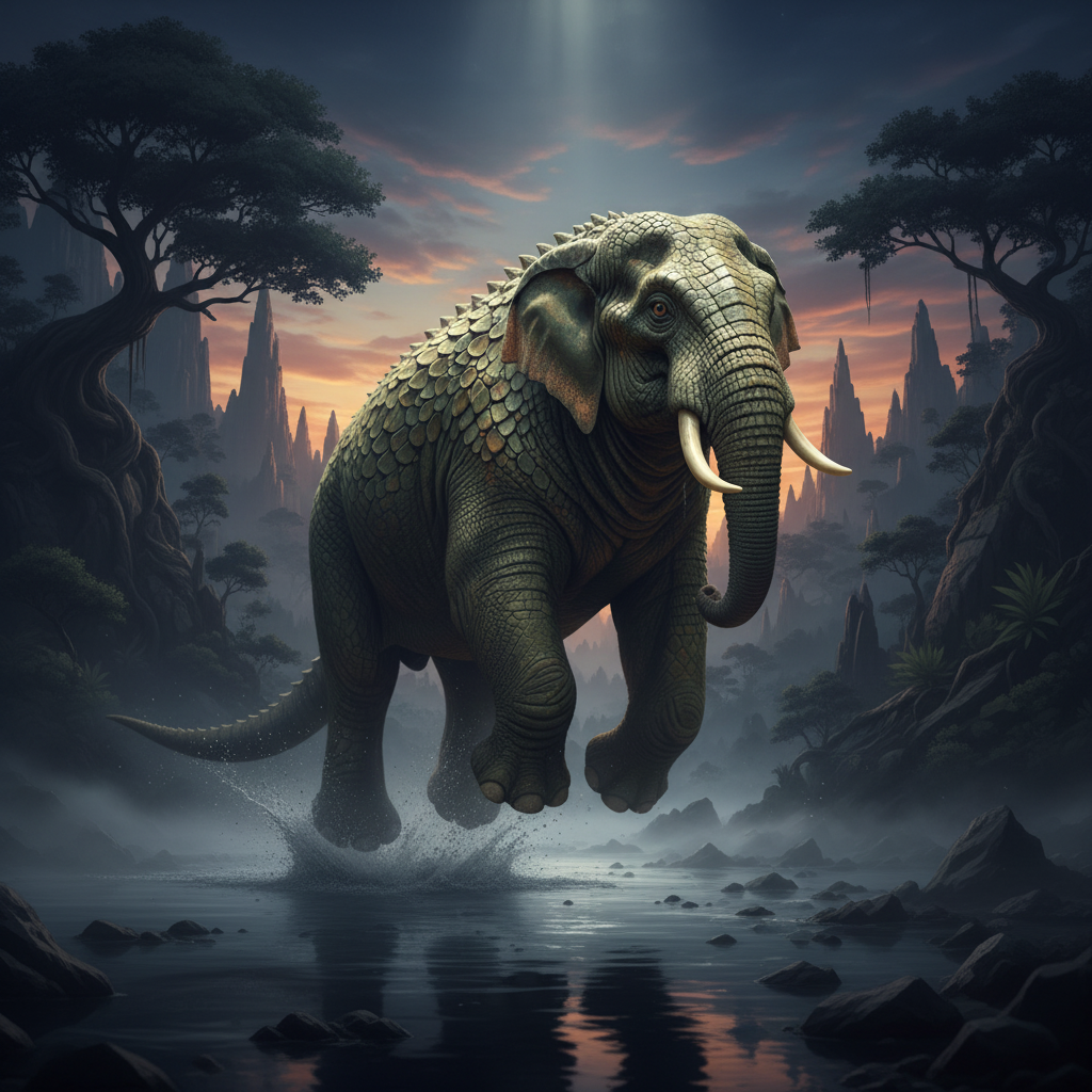 Scalyphant displaying characteristic behavior