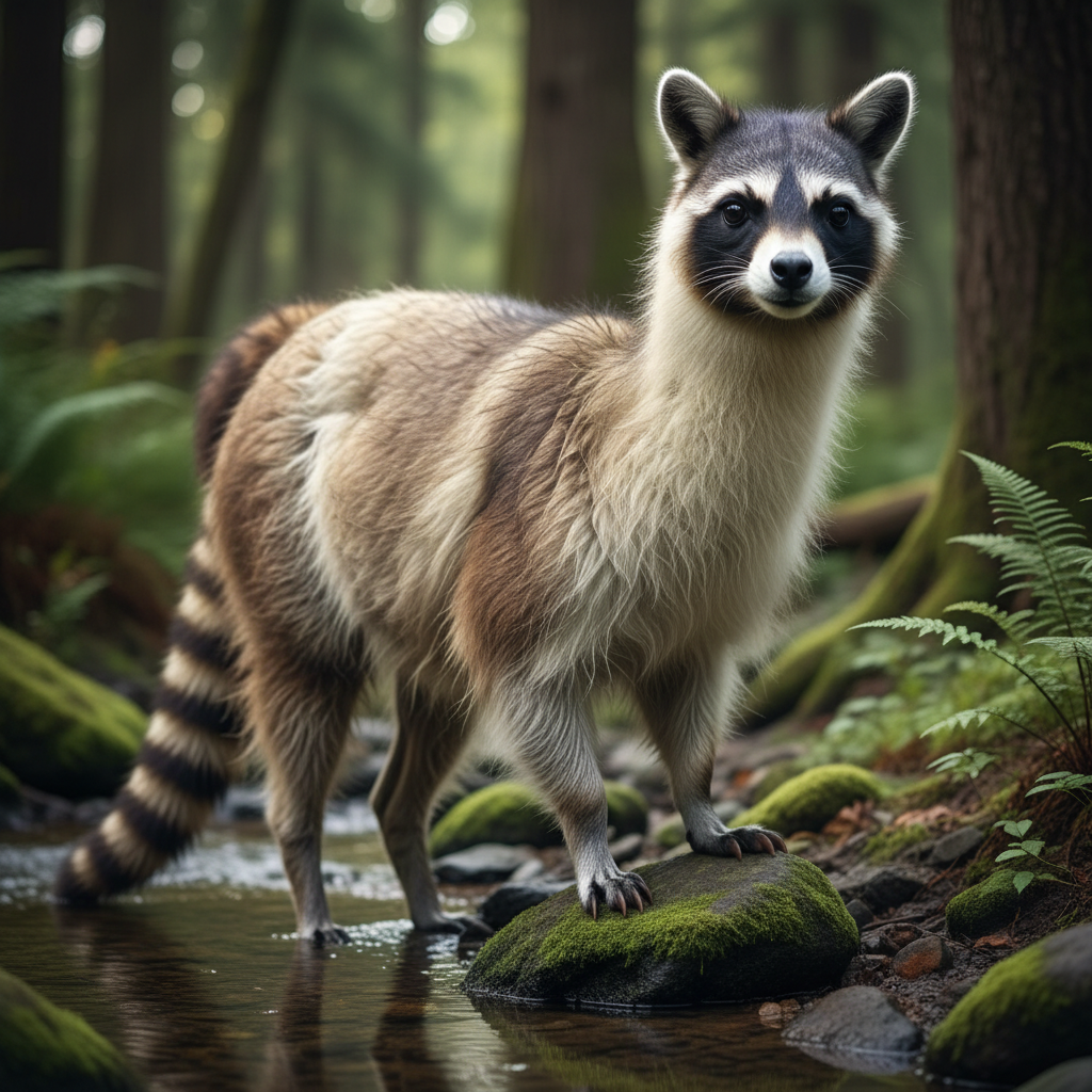 Racollama - llama and raccoon hybrid