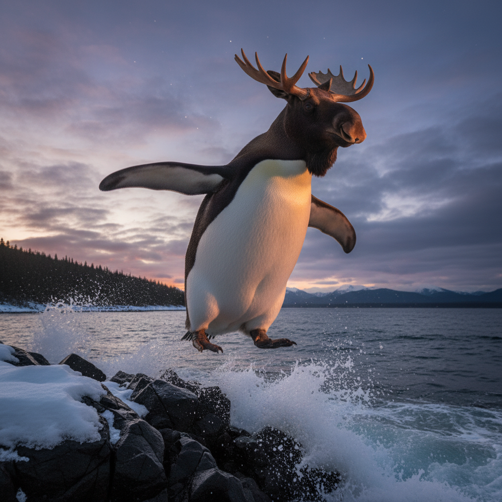Moosenguin displaying characteristic behavior