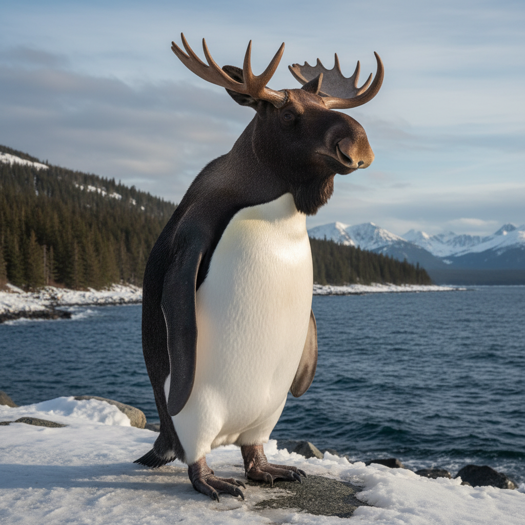 Moosenguin - penguin and moose hybrid