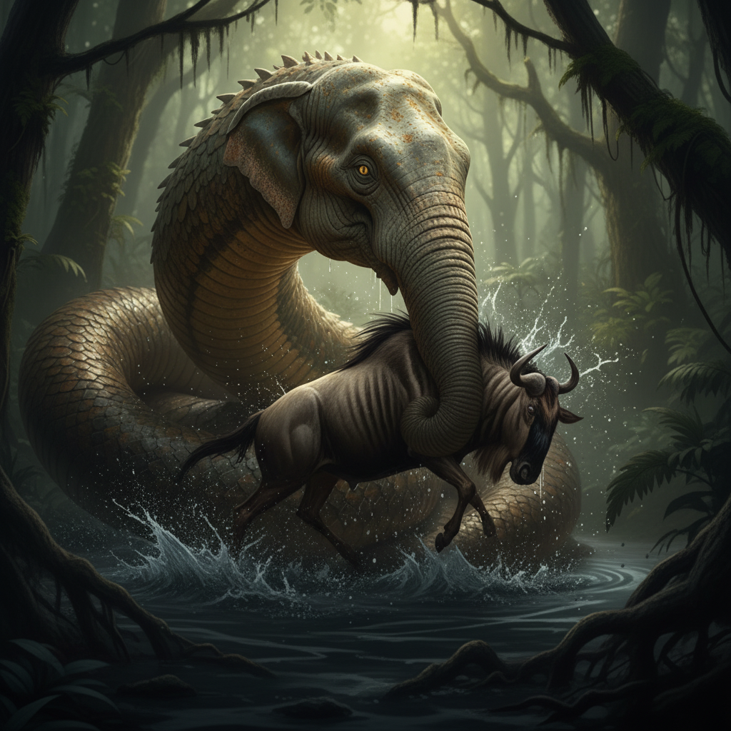 Elephaconda displaying characteristic behavior