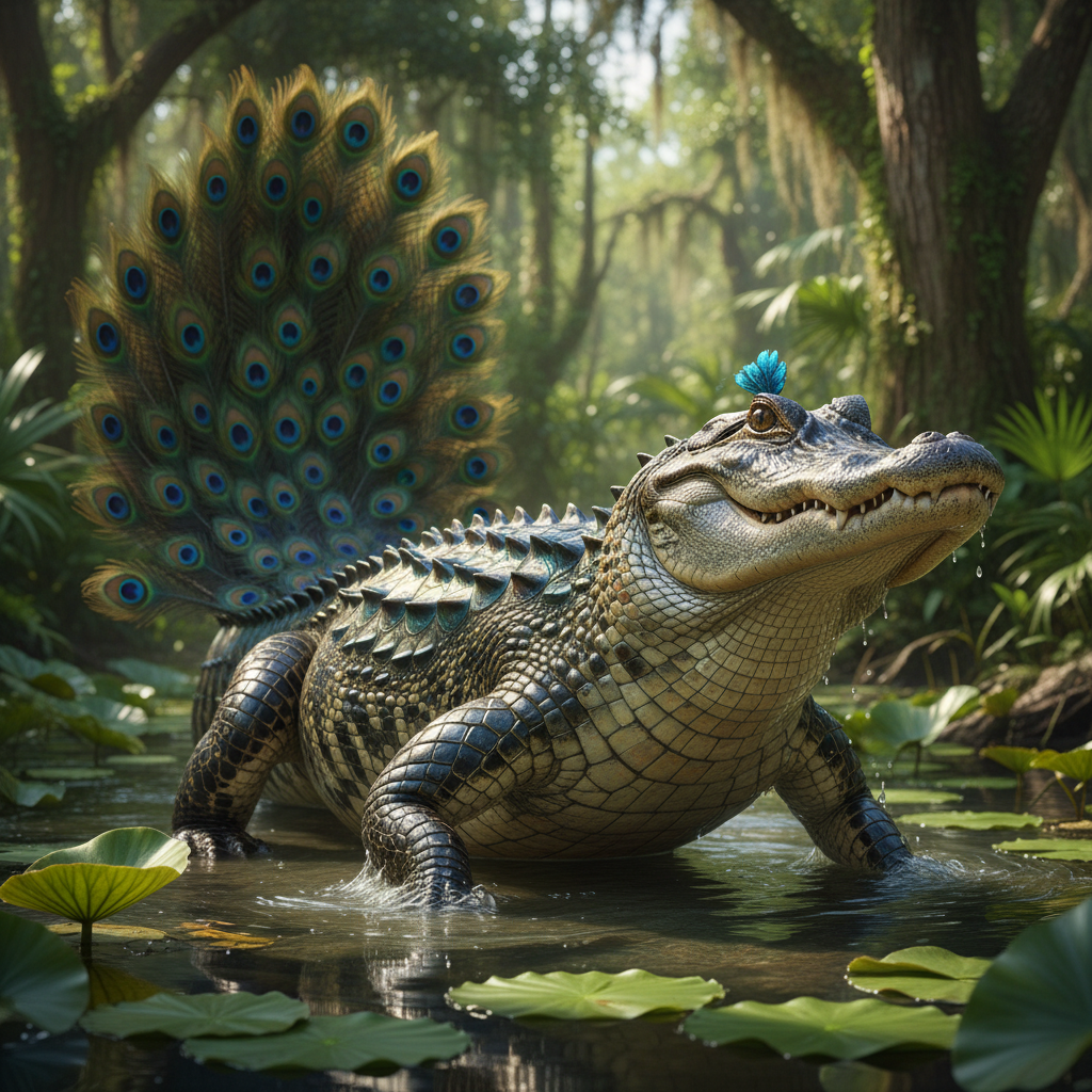 Pavogator - alligator and peacock hybrid