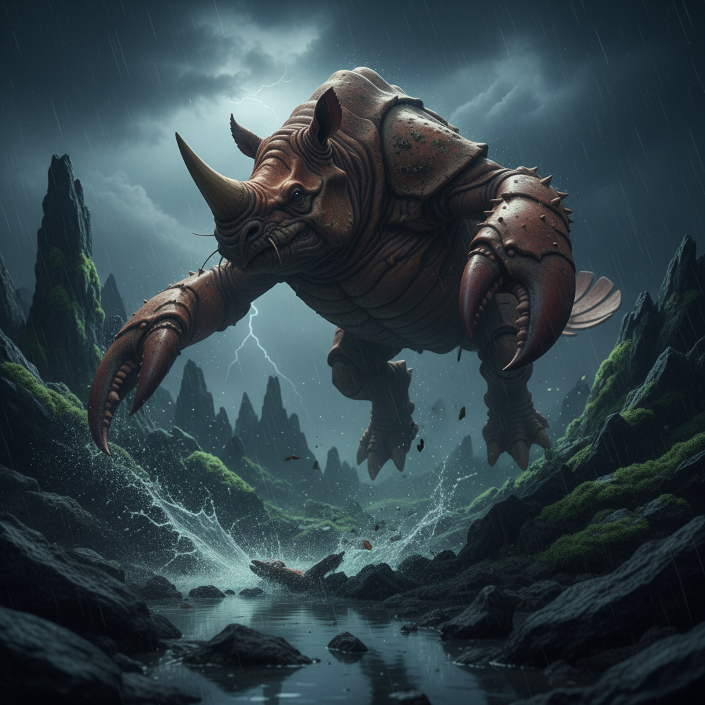 Rhinocaster displaying characteristic behavior