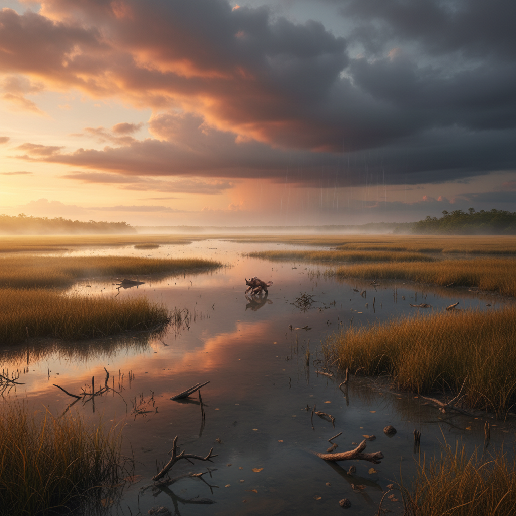 Rhinocaster in its natural habitat - Brackish Water Estuaries and Coastal Marshes