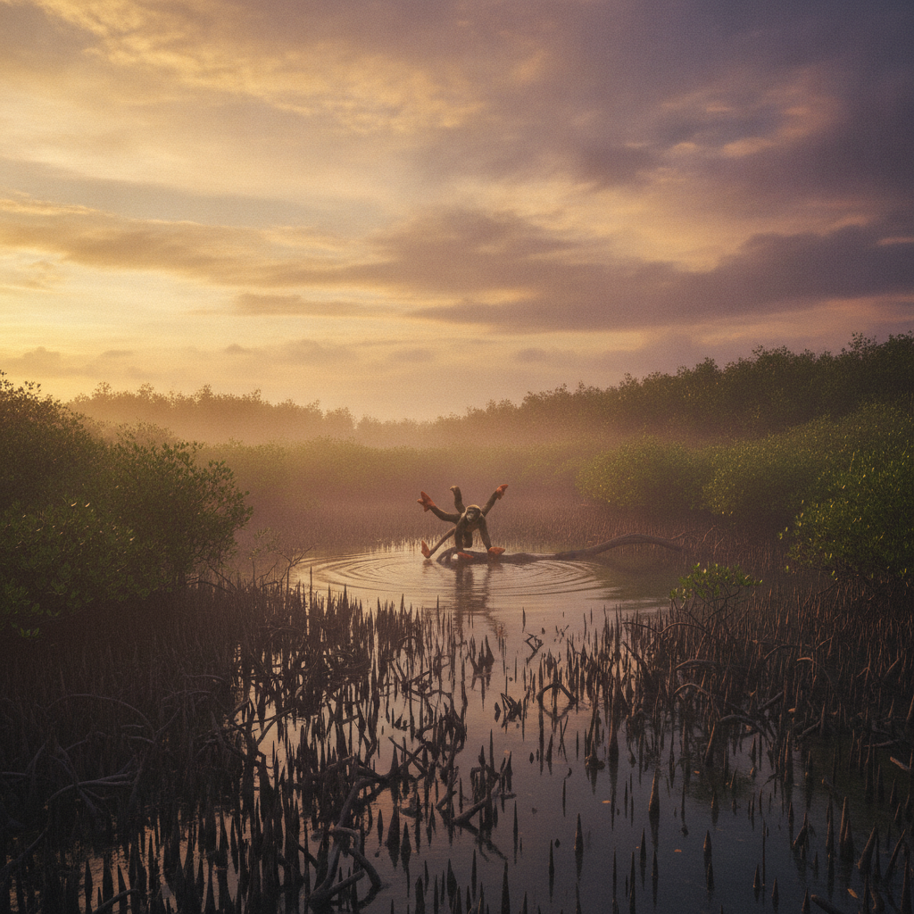 Starmata in its natural habitat - Coastal mangrove forests, often near brackish water or tidal pools