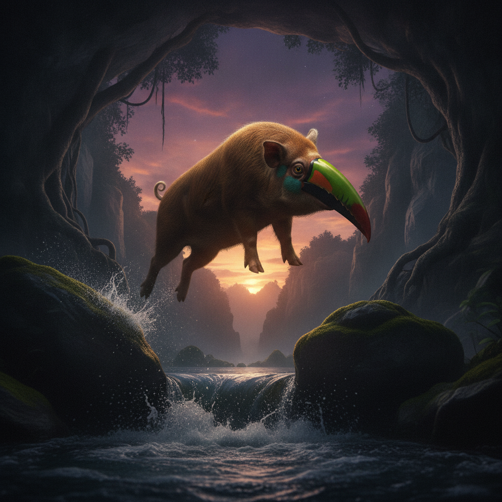 Touc-pig displaying characteristic behavior
