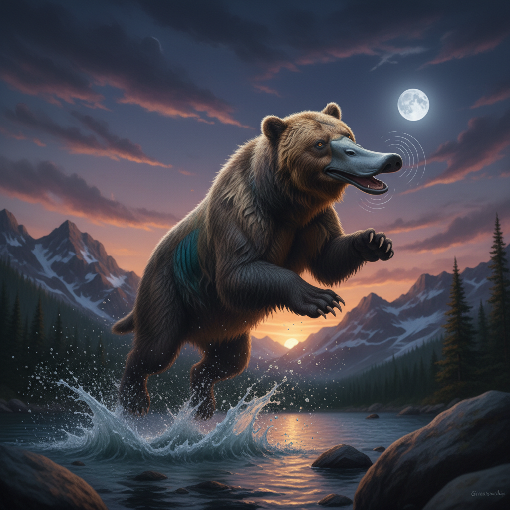 Grizzlequack displaying characteristic behavior