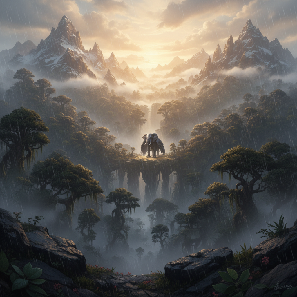 Elephrow in its natural habitat - Mist-shrouded Mountain Peaks & Ancient Cloud Forests