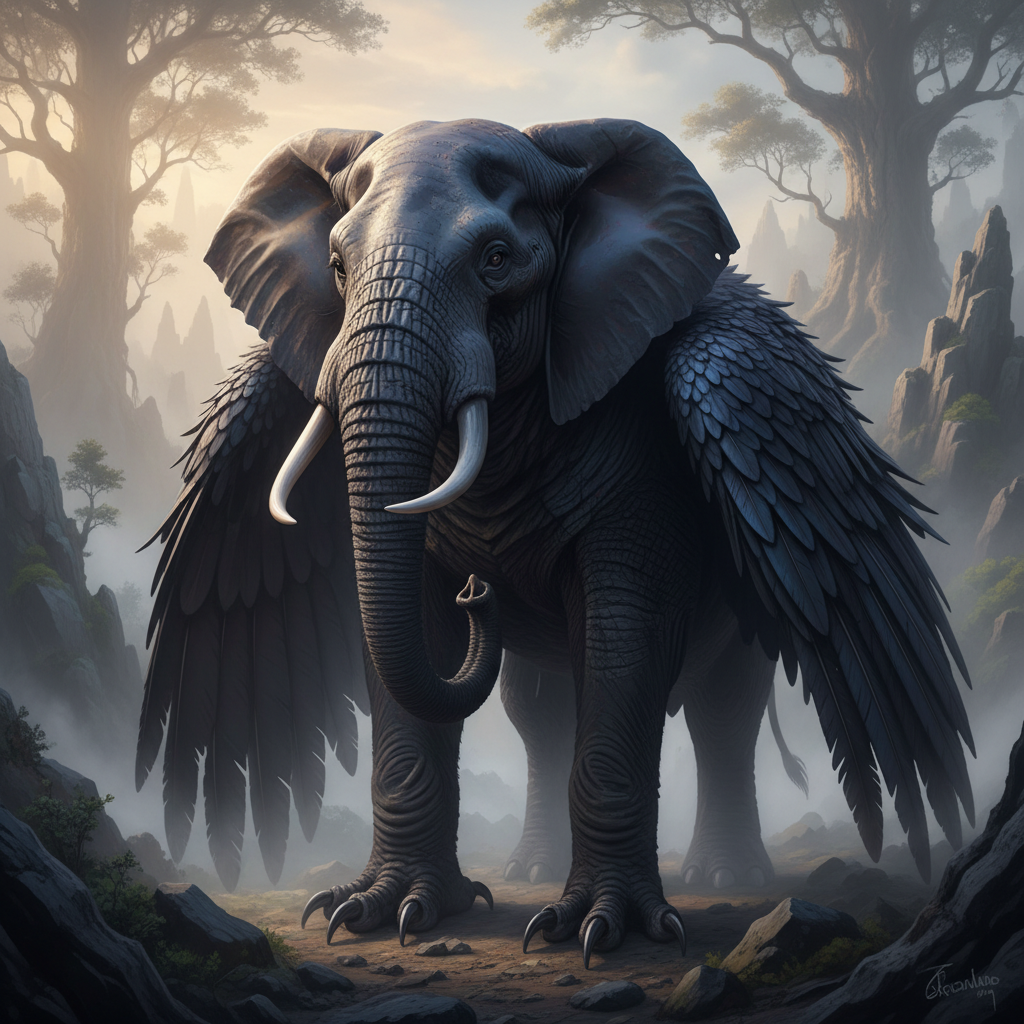 Elephrow - crow and elephant hybrid