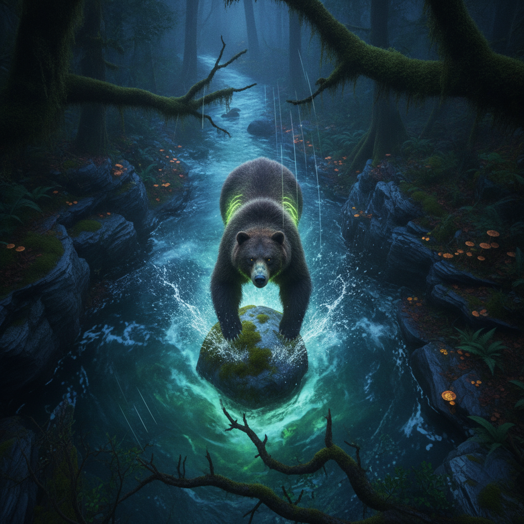 Glowbear displaying characteristic behavior