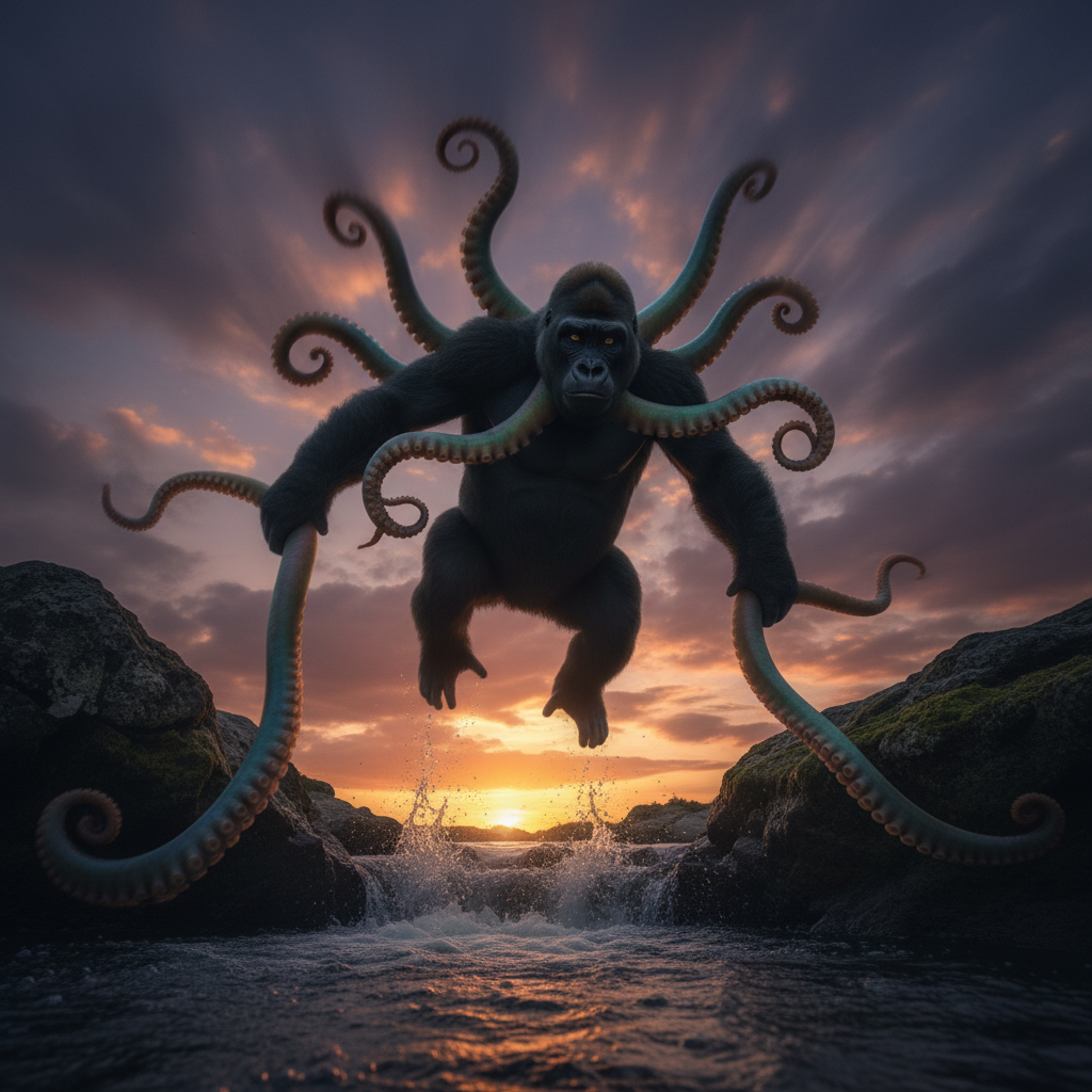 Gorillactopus displaying characteristic behavior