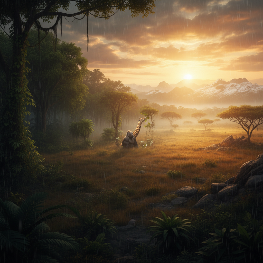 Goraffe in its natural habitat - Dense African Jungles and Forest-Savanna Ecotones