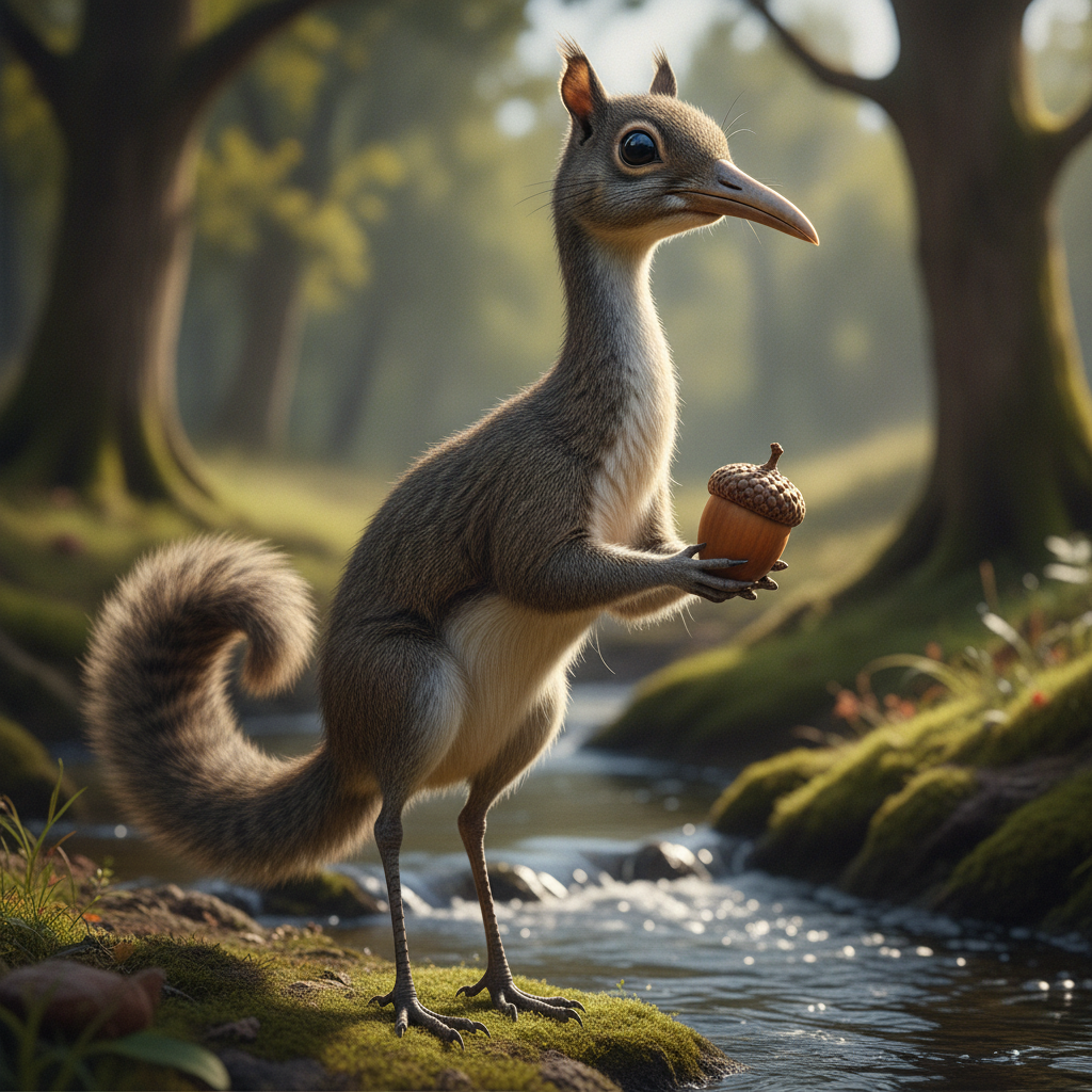 Acorngrane - squirrel and crane hybrid