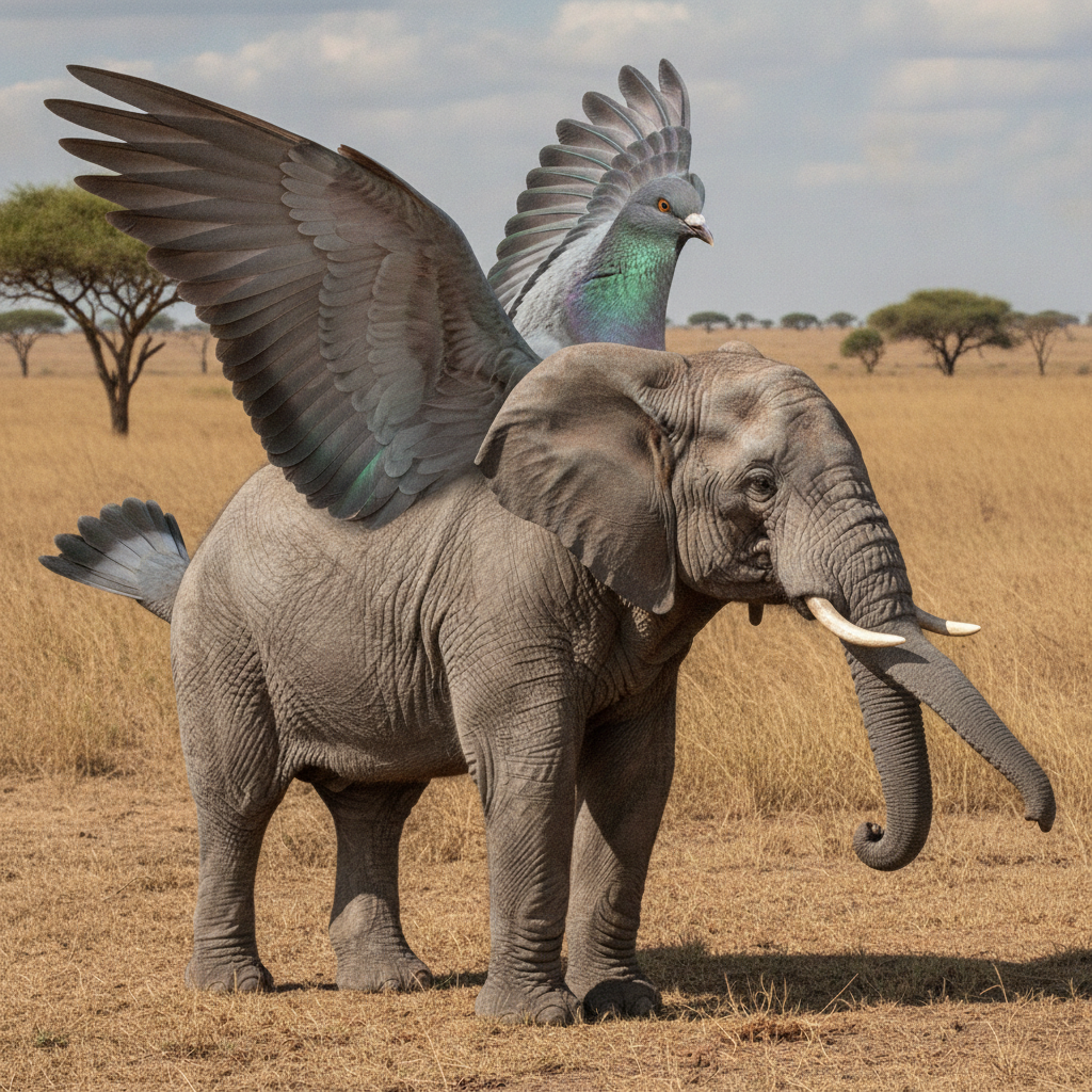 Columbephant - elephant and pigeon hybrid