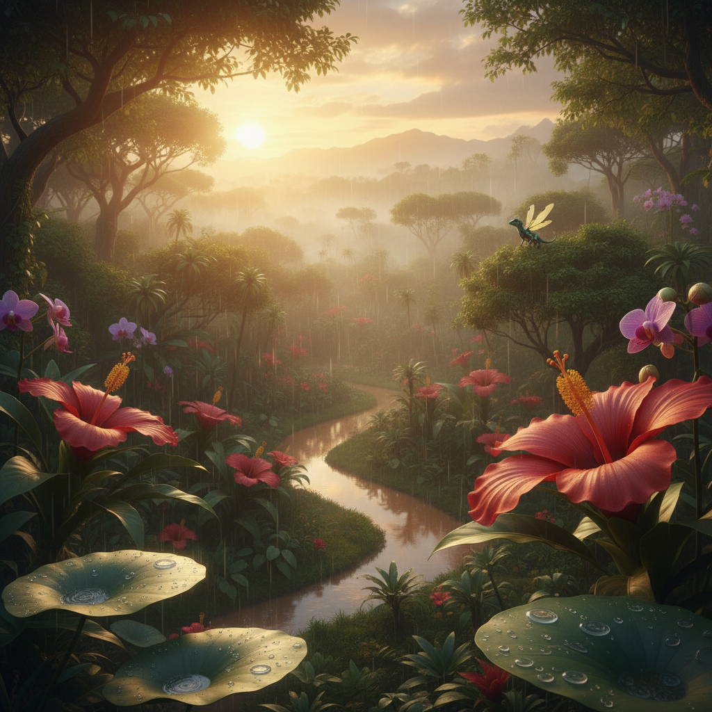 Nectardrake in its natural habitat - Tropical and Subtropical Jungles, particularly areas with abundant large flowering plants